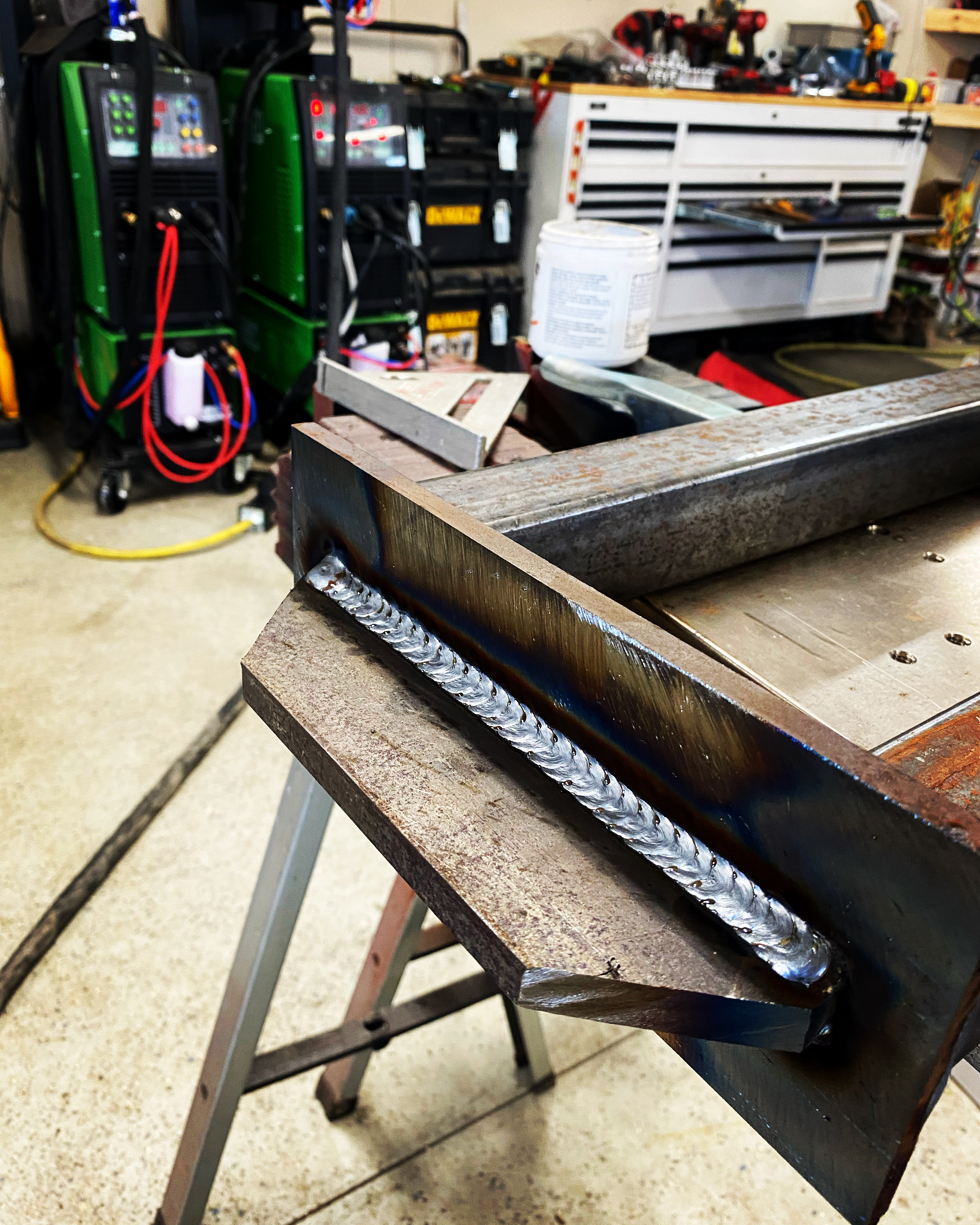 Clean weld bead on structural steel