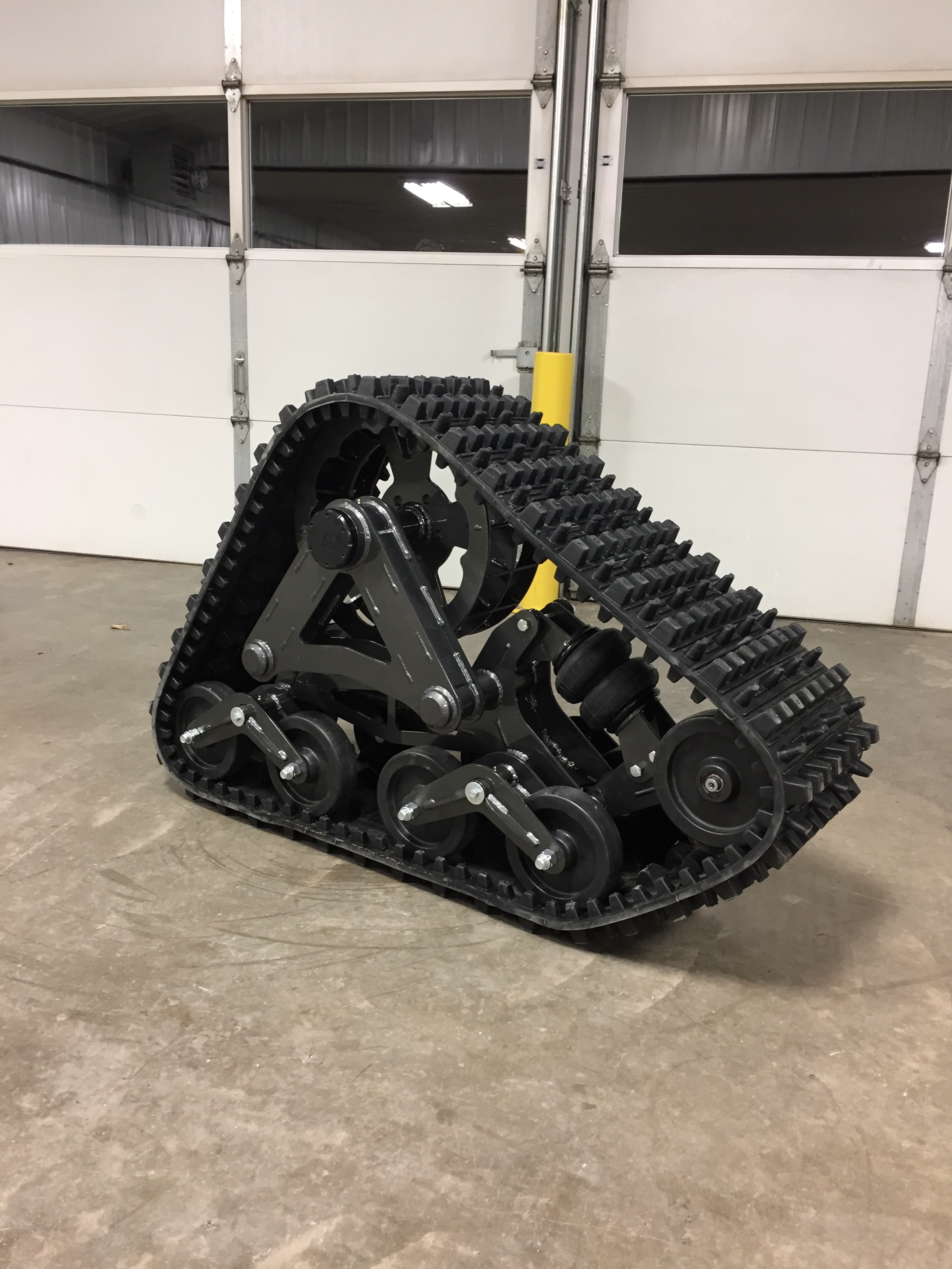 Completed track assembly in clean warehouse