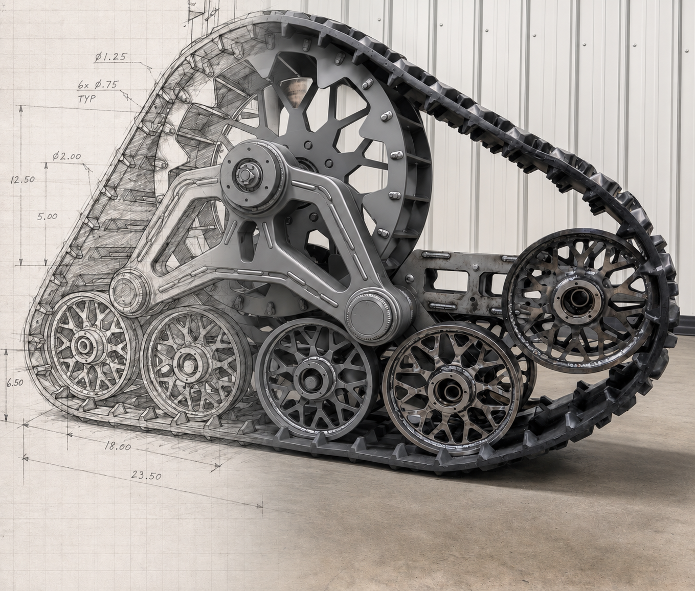 Custom track system with engineering drawing overlay