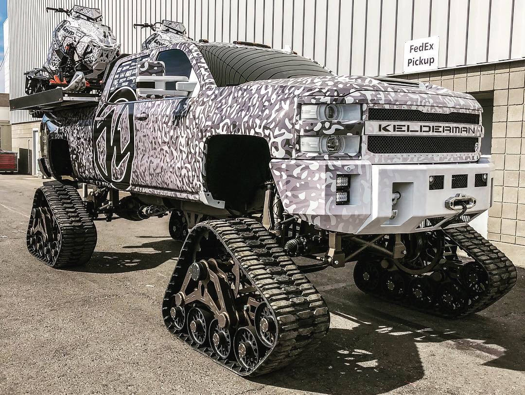 Finished camo show truck with track system at SEMA