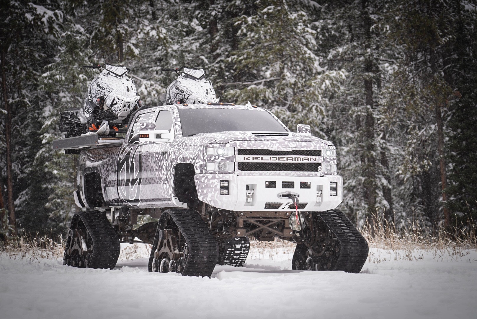 Finished SEMA show truck with custom track system